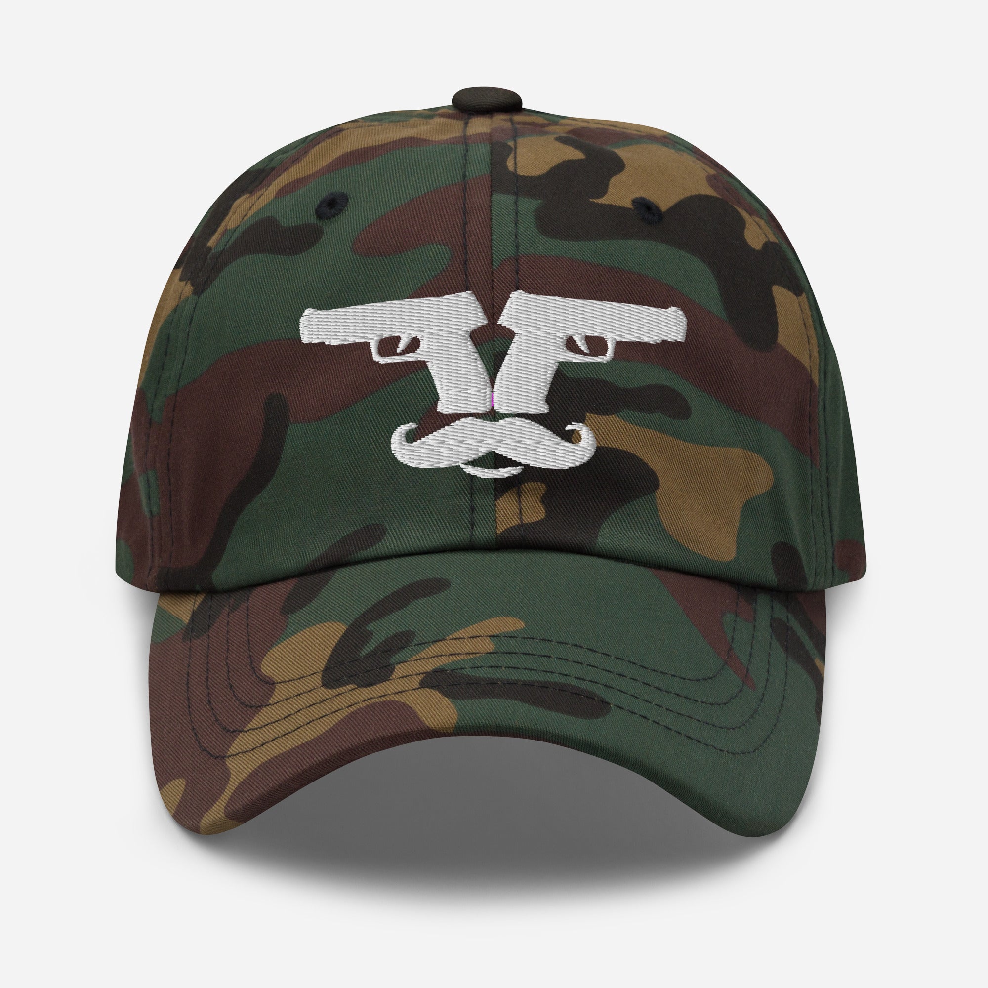 Guns Out Mustache - Camo  Baseball Hat