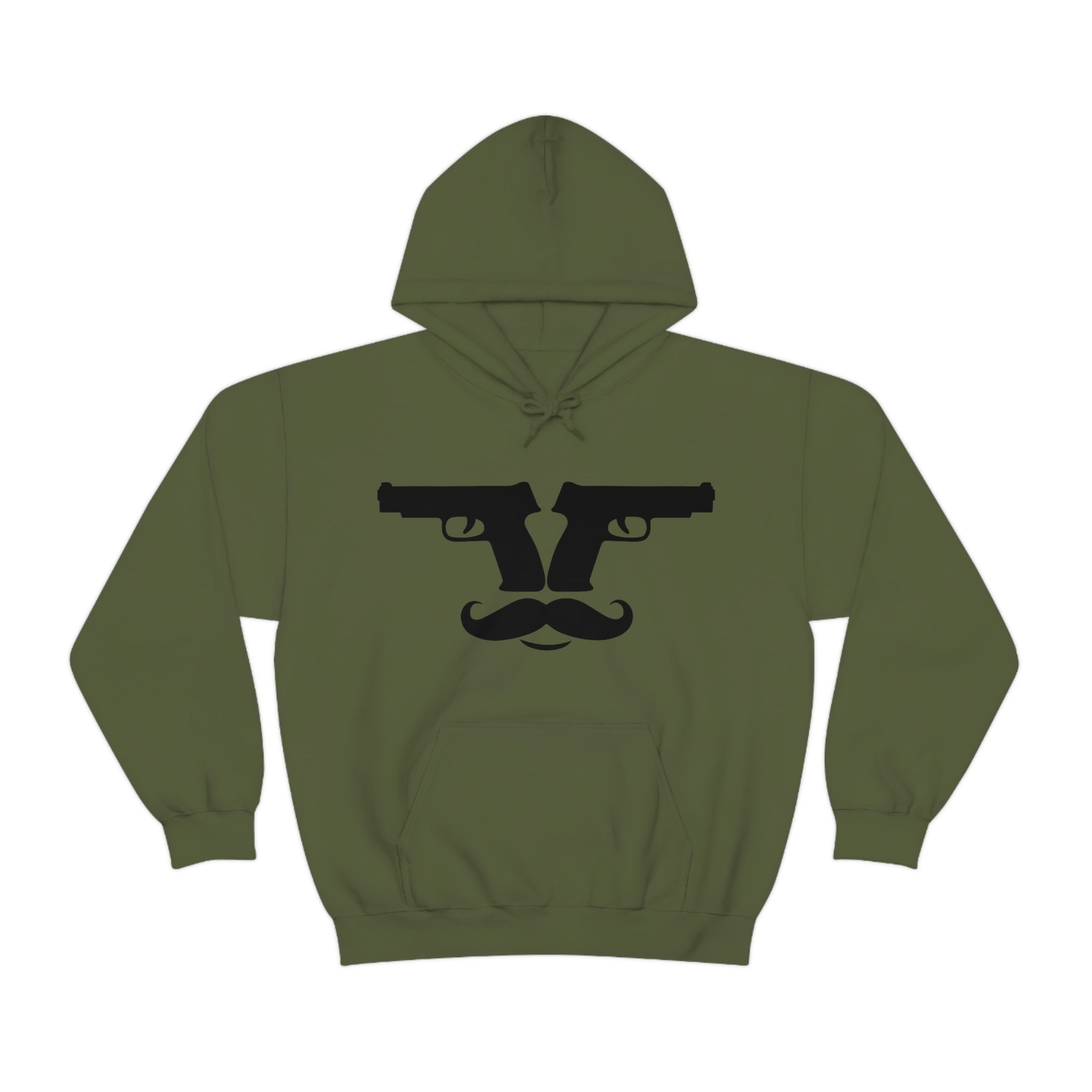 Guns Out - Mustache Hoodie (Front Print)